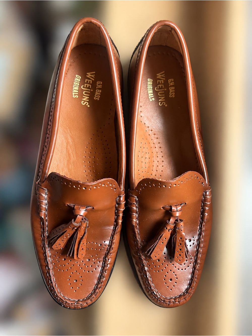 G.H. Bass Weejuns Estelle Tassel Loafers Whiskey Brown Leather Size 8